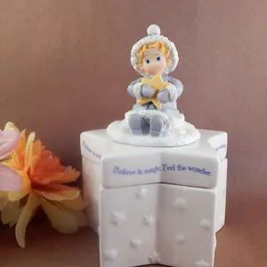 Jewlery Box Vintage Hallmark Snow Girl Believe IN Magic White Ceramic Home Decor Gift
