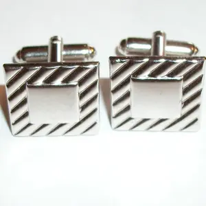 Cuff Links Men's Jewelry Geometric Silver Metal Vintage 1970s Formal Wedding Groom Father of the Bride Best Man Attire