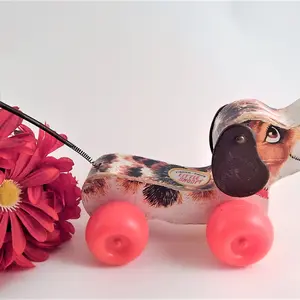 Dog Pull Toy Fisher Price #693 Little Snoopy Beagle Collectible Vintage 1966 Toddler Toy Babys Room Decor