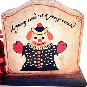 Antique Coin Bank Hand Painted clown Childrens Money Box