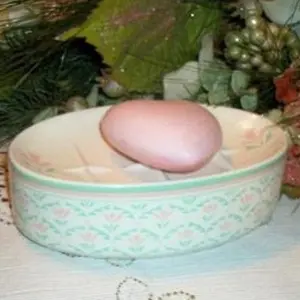 Soap Dish White Porcelain Floral Elegant Oval Feminine Bathroom Accessory
