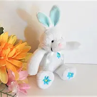 Bunny Rabbit Plush Stuffed Animal 5" Blue and White Easter Basket Stuffer Vintage 1990s Toy Bunny Rabbit Plush Stuffed Animal 5" Blue and White Easter Basket Stuffer Vintage 1990s Toy