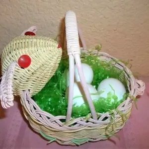 Easter Basket Pink Wicker Bunny Rabbit Egg Hunt Basket Vintage Easter Gift Spring Decor