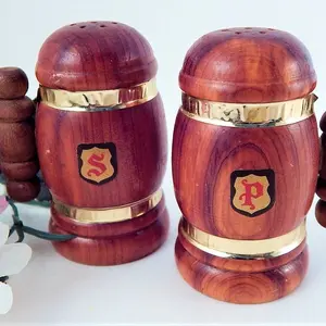Salt and Pepper Shakers Wooden Stein Beer Mug Pub Tableware Vintage 1960s Collectable