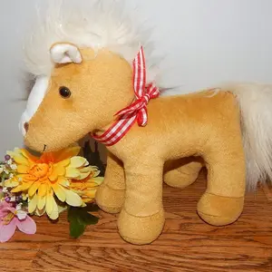 Beige Pony Stuffed Plush Animal Vintage 1980s Toy Horse