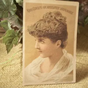 Antique Picture Card 1890s Kabo Corset Fashion Advertising Paper Ephemera Victorian Woman Lithograph Papercrafts Decoupage Supply