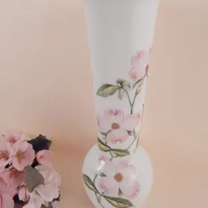 Bud Vase Pink Dogwood Design Flower Vase Vintage 1960s Lefton White Porcelain Home Decor Made in Japan