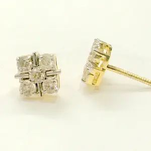 NATURAL DIAMONDS EARRINGS , 14k Solid Gold ,Round Diamonds Studs ,Wedding Earrings , Bridal gift , Anniversary Gift for women ..