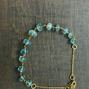 AQUAMARINE Beads Bracelets , March birthstone , Wedding Gift for her ,Natural Faceted Beads Aquamarine