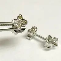 TINY NATURAL DIAMONDS Stud Earrings , 925 Sterling Silver Earrings , Floral pattern Design , Gift for Christmas TINY NATURAL DIAMONDS Stud Earrings , 925 Sterling Silver Earrings , Floral pattern Design , Gift for Christmas