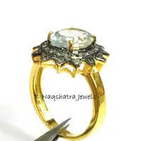 AQUA DIAMONDS ANTIQUE ring in 925 sterling silver , star shape pave setting diamond , wedding ring , Aquamarine gemstone , gift for her..... AQUA DIAMONDS ANTIQUE ring in 925 sterling silver , star shape pave setting diamond , wedding ring , Aquamarine gemstone , gift for her.....