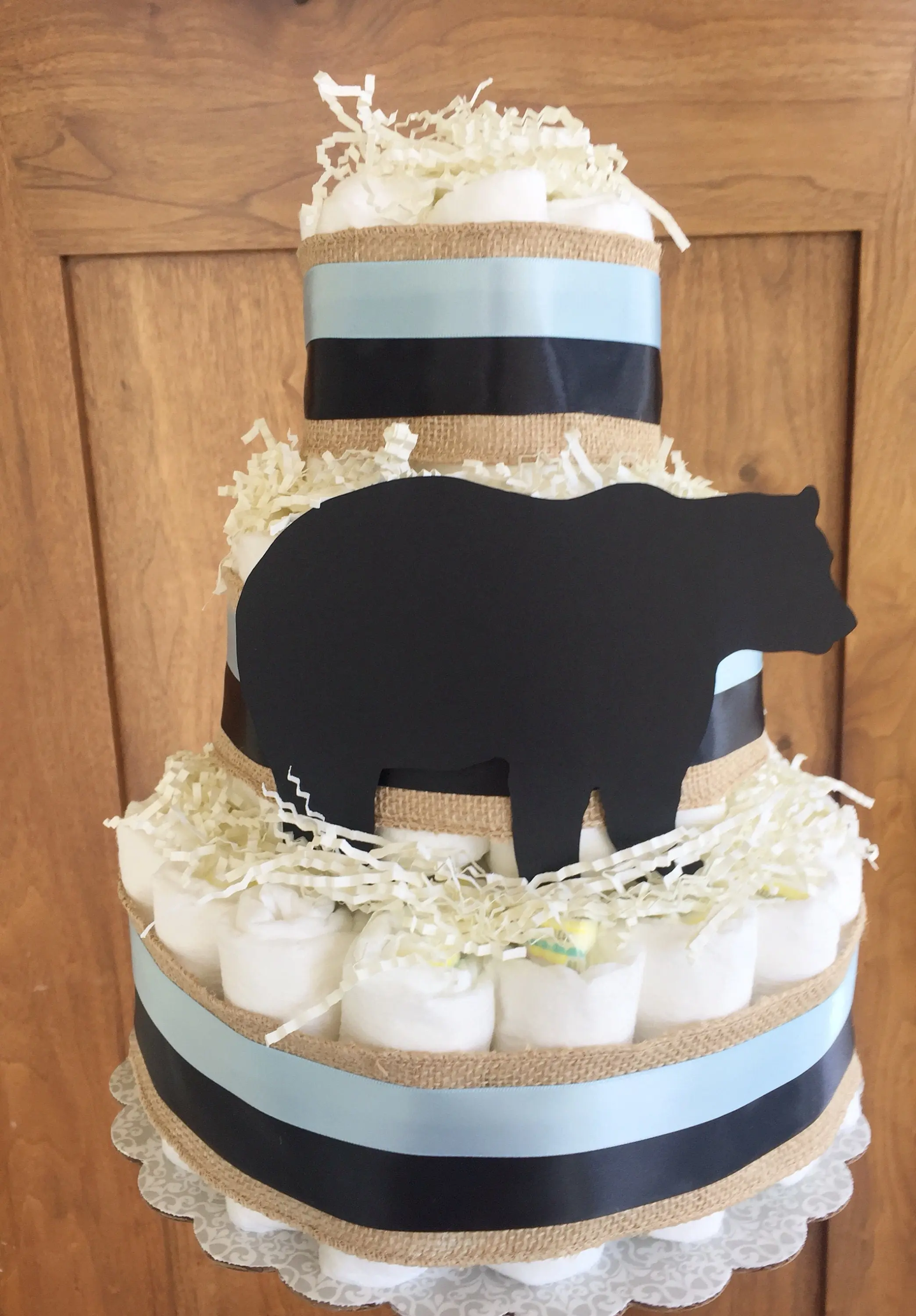 Woodland lumberjack baby shower table diaper cake, lumberjack baby