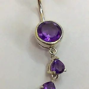 wow design and beautifully handcrafted 925 sterling silver Belly ring studded with African Amethyst......in bezel set ......