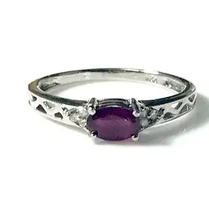 RUBY DIAMOND RING ,July Birthstone ,925 Sterling silver ,Dark Red Gemstone ,Ruby Anniversary , Handmade Jewelry