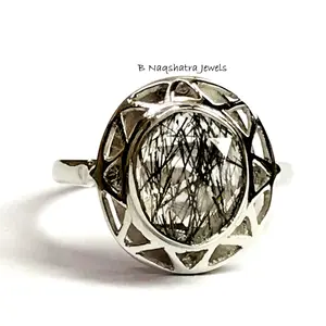 BLACK TOURMALINE RUTILE - 925 Sterling Silver Ring ,Black Quartz Jewelry ,Promise Ring, Gemini & Taurus Gemstone, Women Jewelry ...