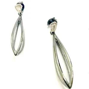 DIAMONDS EARRINGS ,Sterling silver Dangle Earrings,Anniversary Gift Victorian jewelry,April Gemstone