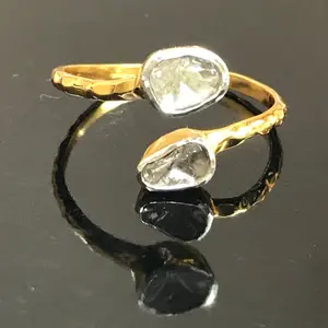 DIAMONDS Ring,925 Sterling silver,By Pass Engagement Ring,Promise Gift For Her,Polki Diamond Ring,Antique Jewelry style