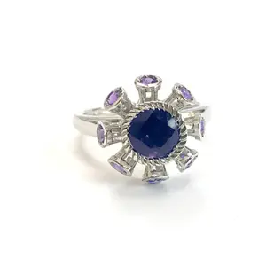 NATURAL AMETHYST FLOWER Ring ,February birthstone , purple amethyst , Flower Design ,Valentine's day Gift,