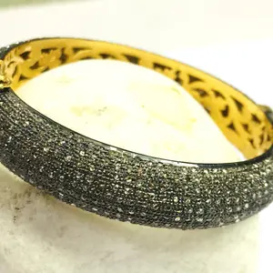 DIAMONDS VICTORIAN BROAD Bangle-925 Sterling Silver - Antique style jewelry,Vintage wedding Gift, Gift For Her,Bridal Gift,,