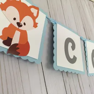 fox banner, woodland baby shower, first birthday, tribal banner, It’s a boy banner, woodland banner, woodland decorations