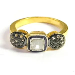 ROSE CUT DIAMONDS Ring ,Antique silver jewelry ,Victorian style ,Women Engagement Ring ,Valentine Gift for Her