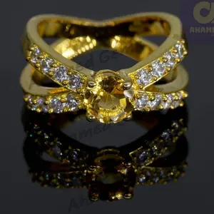 6 mm Round Cut Natural Brandy Citrine Gemstone Ring, 925 Sterling Silver Ring, Engagement / Wedding Ring November Birthstone Citrine Ring