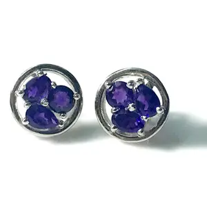 AFRICAN AMETHYST EARSTUDS Of mix shapes with elegant party look...Amethyst Earrings....perfect gift for February birthdays ............