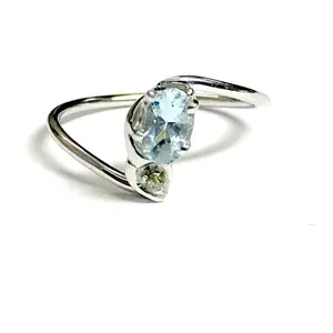 DAINTY AQUAMARINE DIAMONDS Sterling Silver Ring ,Valentine Gift, Promise Ring for Her , Lovely gift for Loved ones