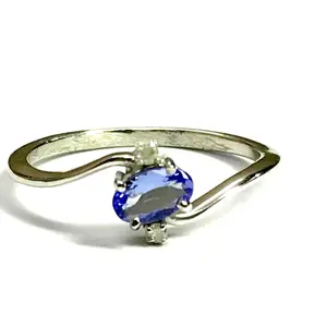 TANZANITE DIAMOND Engagement Rings, Blue Tanzanite ring, Promise ring,Oval Cut Tanzanite , gift for her