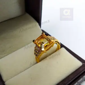 Natural Citrine Ring 925 Sterling Silver Emerald Cut, 6x4 mm Rectangle Citrine Ring, Engagement Ring, Promise Ring, November Birthstone