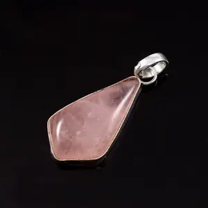 Rose Quartz Necklace - 925 Sterling Silver Necklace - Rose Quartz Silver Pendant-  Wedding Jewelry- Christmas Gift - Pink Quartz Pendant