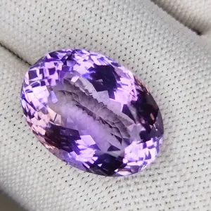 Certified 25.10 Carat 100% Natural Bolivian Ametrine Untreated Oval Cut Loose Gemstone 22x16x12 MM for making of jewelry / ring.