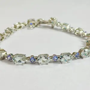 7.5 inches AQUAMARINE TANZANITE Bracelets,925 sterling silver,March & December Birthstone,Wedding Collection ,Women Bracelets,Christmas gift