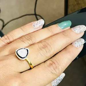 ROSE CUT DIAMONDS 925 Sterling silver Ring ,Triangle Engagement Ring ,Solitaire Ring ,Vintage Wedding Band,Promise ring for Her.