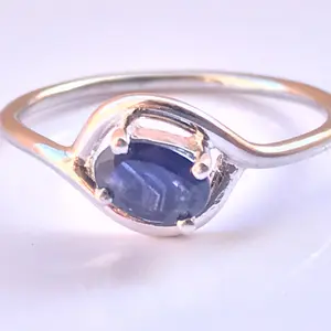 BLUE SAPPHIRE SILVER Ring,Natural Precious Gemstone,September Birthstone, Anniversary Ring ,Engagement Ring,Neelam Stone ,Fine Jewelry Gift.