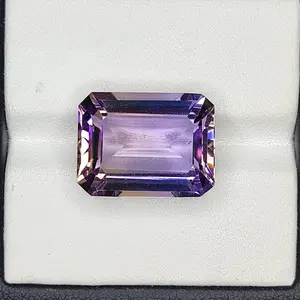 11.55 Carat 100% Natural Untreated 16x12x8 MM Ametrine Rectangle Shape Loose Gemstone Double Ametrine Bi Color Ametrine Ring Pendant Brooch