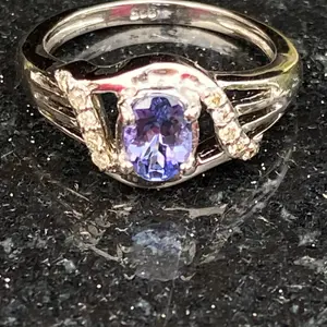TANZANITE RING Studded with natural Diamonds,Sterling silver Ring,Fine jewelry, Christmas Gift