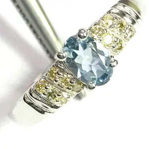 Aquamarine  Engagement ring, oval cut ,925 Sterling Silver ,March Birthstone Gemstone, Promise Ring for Her