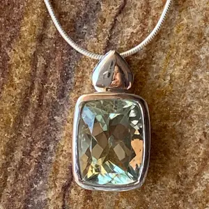 GREEN AMETHYST PENDANT Necklace , Parasiolite Crystal ,  Valentine's day-Gift For Her, Mother's day gift