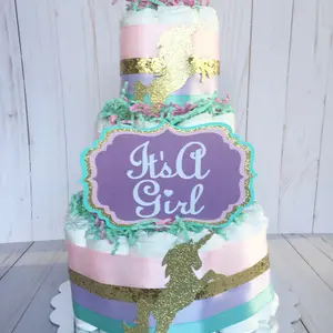 Unicorn Baby Shower, Unicorn Diaper Cake, Unicorn Table Centerpiece, Unicorn Decor