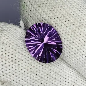 3.95 Carat Amethyst 100% Natural Untreated Oval Shape  Concave Cut Loose Gemstone 10x12x7 mm For Making of Amethyst ring Brooch Pendant
