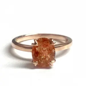 SUNSTONE ROSE GOLD Plated Sterling Silver Ring , Engagement ring , promise ring , Beautiful Gift For Loved Ones, feldspar gemstone......