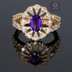 6x8 mm Natural Purple Amethyst Gemstone Ring, 925 Sterling Silver Ring, Engagement / Wedding Ring, February Birthstone Amethyst Promise Ring