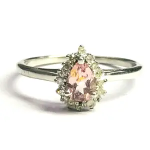 PINK TOURMALINE RING , Tourmaline Diamond Halo ring  ,baby pink gemstone, multi tourmaline ,tourmaline , promise ring for her,Christmas gift