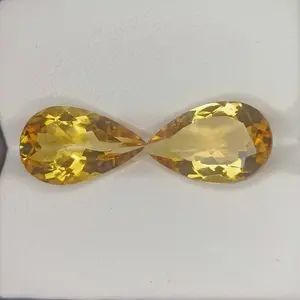 100% Natural Citrine, Merchant Stone of Wealth, Pear Shape pair, Loose gemstone, 7.5 Carat 14x9x6 MM, Unheated And Untreated for earing