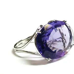 AMETHYST COCKTAIL RING, 15x20 mm Oval shape , February Birthstone , Valentine Gift , Engagement Ring , Far size Amethyst , Promise Ring ..