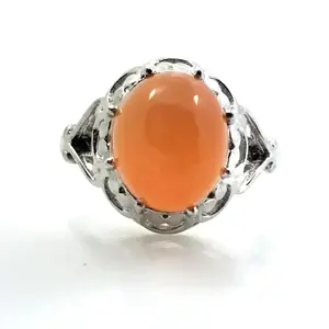 ORANGE MOONSTONE RING ,Natural Moonstone ,Sun stone Gemstone ,Red Moonstone Cabochon ,Peach Moonstone Cabochons