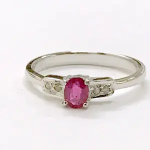 RUBY DIAMOND RING , sterling silver ,July birthstone, Unique Engagement ring ,Ruby anniversary Gift.
