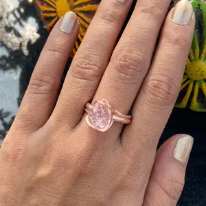 Natural PINK MORGANITE Rose Gold Sterling Silver Ring ,Pink Beryl Gemstone, Engagement ring ,Rose Gold promise ring.