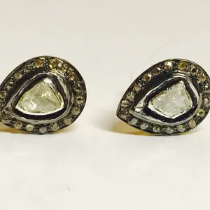 100% Natural ROSE CUT DIAMONDS, Victorian Antique Studs Earrings ,Handmade Jewelry ,Fine jewelry,Gift for Her ,Diamond Anniversary...